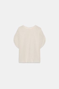ZARA ТОП В СТИЛЕ РУСТИК С РУКАВАМИ-КРЫЛЫШКАМИ, СВЕТЛО-БЕЖЕВЫЙ