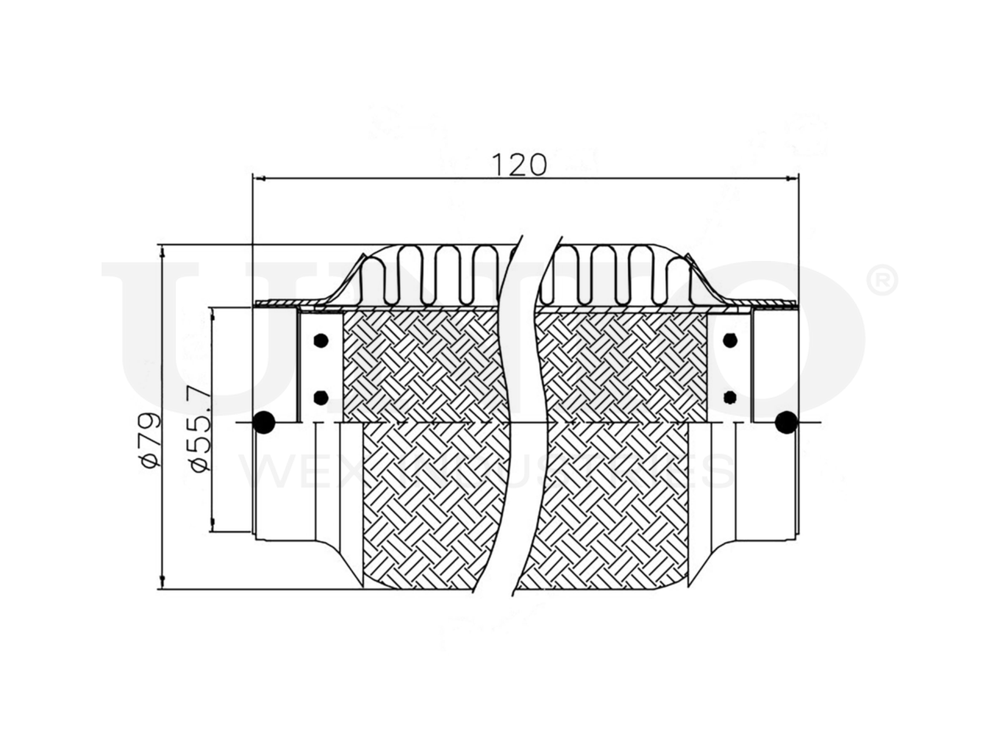 Гофра глушителя 55x120 мм InnerBraid UNIO EXP-55120