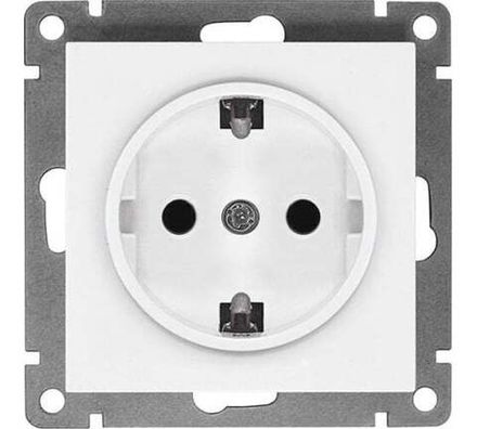 Розетка одноместная "UNIVersal" серия "Афина"с/з, с/у, 16А, 220В, белая (еврослот) (HU2312)