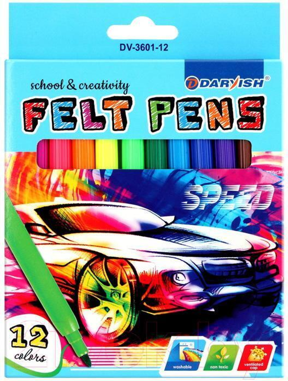 Фломастеры 12цв "Darvish" для мальчиков в картонной упаковке