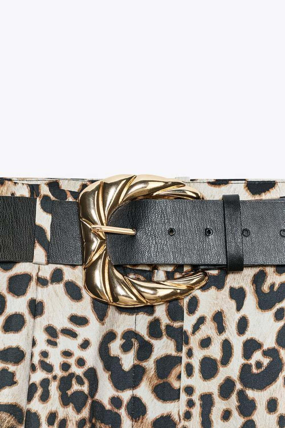 ZARA ШИРОКИЕ БРЮКИ ИЗ АТЛАСА С РЕМНЕМ, ЛЕОПАРДОВЫЙ