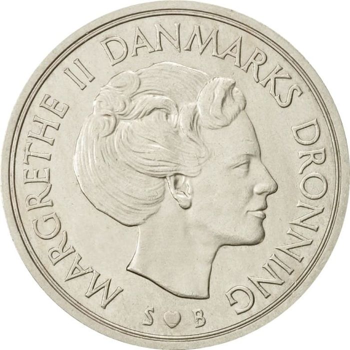 5 крон 1973-1988 Дания XF-AU