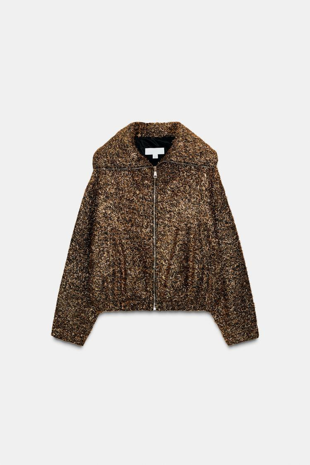 ZARA БОМБЕР С МЕТАЛЛИЗИРОВАННОЙ НИТЬЮ, ЧЕРНЫЙ/ЗОЛОТОЙ