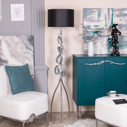 Светильник напольный торшер Monstera Deliciosa (Монстера) с абажуром Винтаж-2 Черный