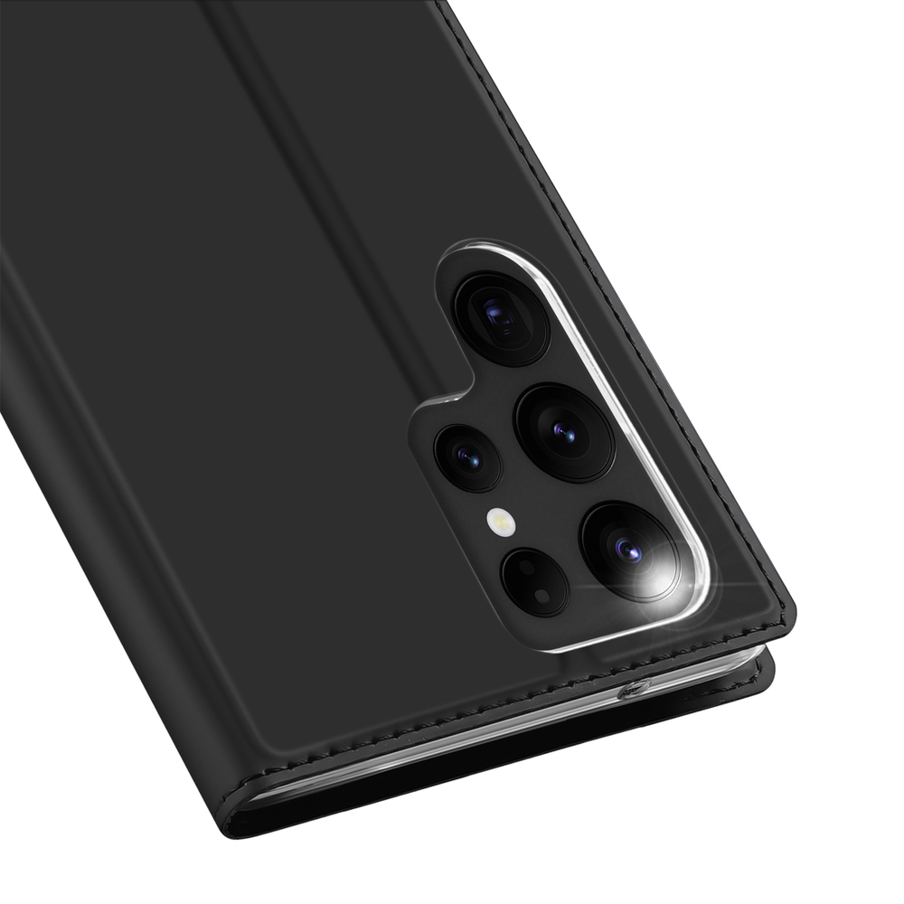 Чехол книжка из PU кожи черного цвета от Dux Ducis для Samsung Galaxy S23 Ultra, серия Skin Pro Series Case