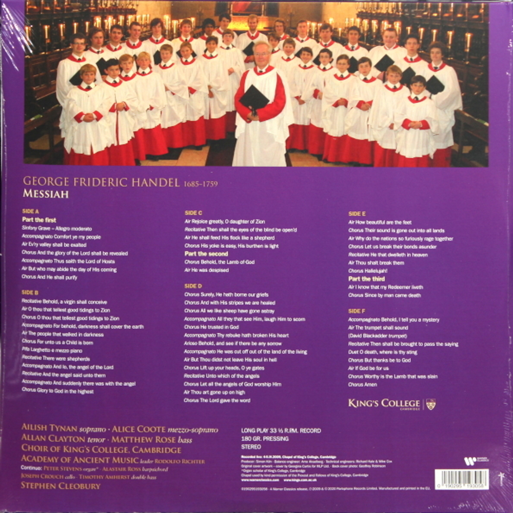 Academy Of Ancient Music, Choir Of College Cambridge, Stephen Cleobury / Handel: Messiah (3LP)