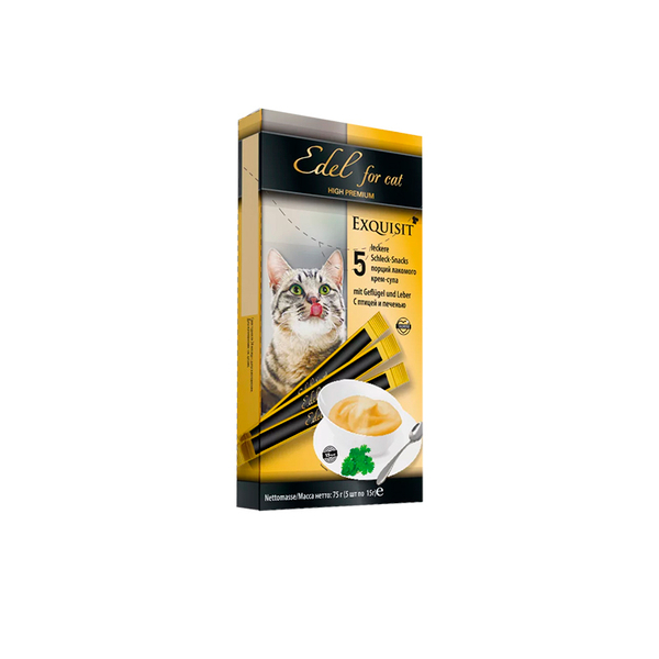 Лакомство Edel for cat крем-суп с птицей и печенью, для кошек, 75 г (5 шт в упаковке)