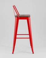 Стул барный TOLIX со спинкой красный глянцевый + темное дерево KD