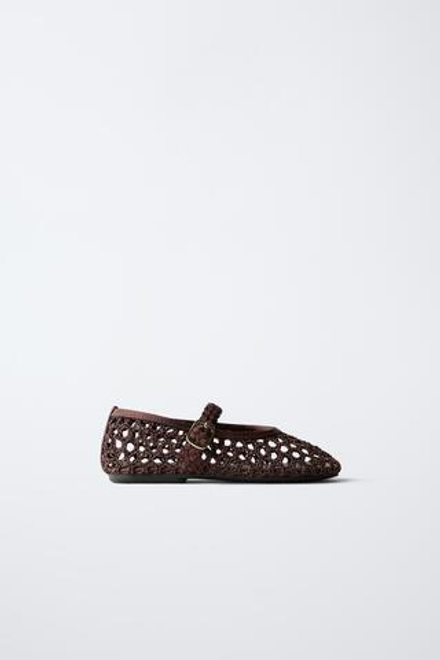 ZARA БАЛЕТКИ С ПЕРФОРАЦИЕЙ, КОРИЧНЕВЫЙ