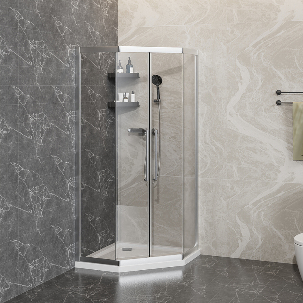 Душевое ограждение Azario OSAKA 900х900х1950 две сдвижные двери, прозрачное стекло 5 мм, профиль хром (AZ-092K2-90-CH-CL)