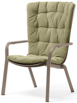 Лаунж кресло Folio бежевое пластиковое с зеленой подушкой Nardi Италия