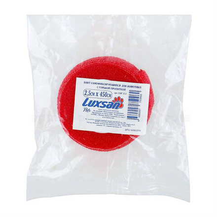 Бинт для животных Luxsan Pets самофиксирующийся с горькой пропиткой 2.5 х 450см