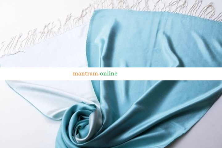 Палантин материал Шелк 100% двухсторонний цвет небесно голубой 180х50 см.