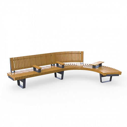 Скамейка Rail Road 02 Long с поворотом и подлокотниками