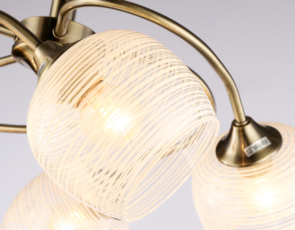 TR3199/5 SB/CL/FR бронза/прозрачный/белый матовый E27/5 max 40W D600*485