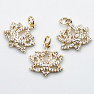 Подвеска Лотос, цвет золото, фианиты, размер 16*16 мм, цена за 1 шт