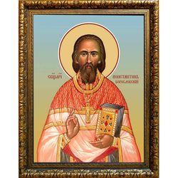 Константин Богословский священномученик пресвитер. Икона на холсте.