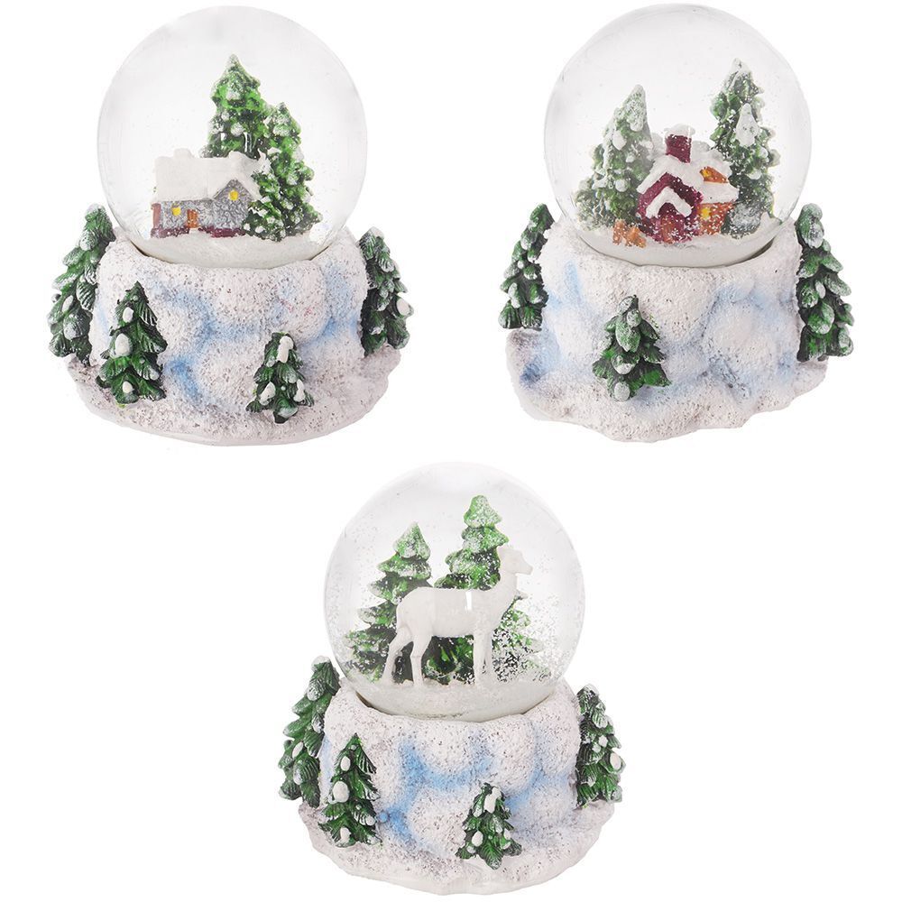 GAEM Фигурка декор в стекл шаре "Домик/Олень", D 6.5 см, L9 W8 H9 см, 3в.