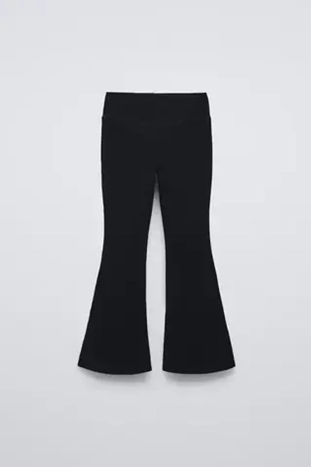 ZARA РАСКЛЕШЕННЫЕ ЛЕГИНСЫ С НАДПИСЬЮ, ЧЕРНЫЙ