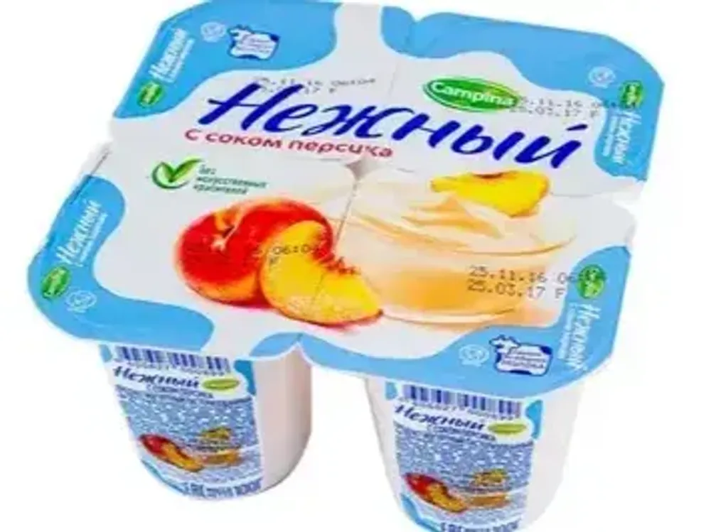 Йогурт нежный с соком персика 0,1%95гр