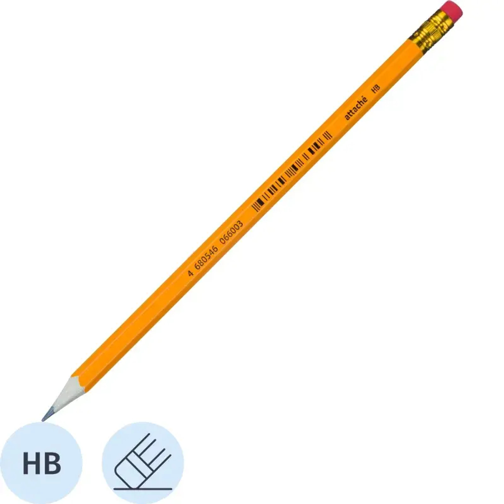 Карандаш чернографитный Attache Economy HB дерев., с ласт, заточ
