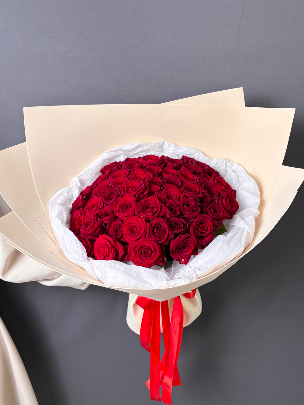 51 красная роза 50 см