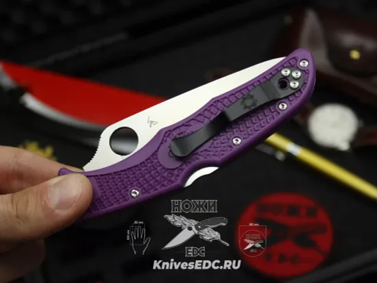Складной нож Spyderco Endura Flat Ground Purple C10FPPR c клинком из стали VG-10, рукоять FRN