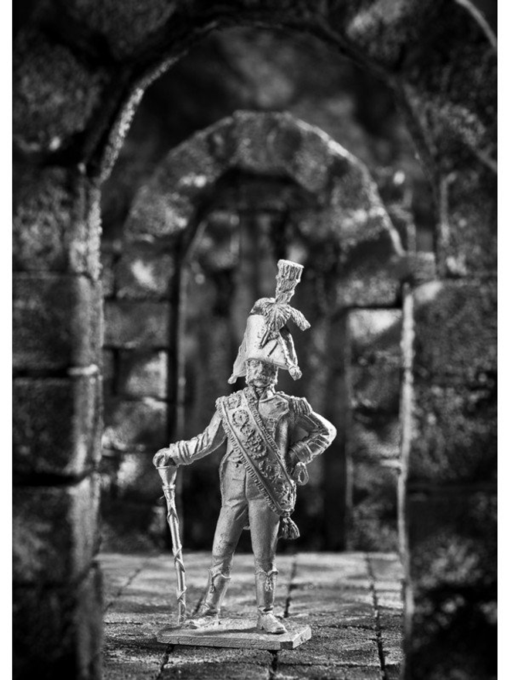 Оловянный солдатик Тамбур мажор испанского гренадерского полка 1806 год