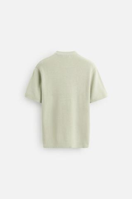 ZARA ФУТБОЛКА ИЗ ТРИКОТАЖА, СВЕТЛО-ЗЕЛЕНЫЙ