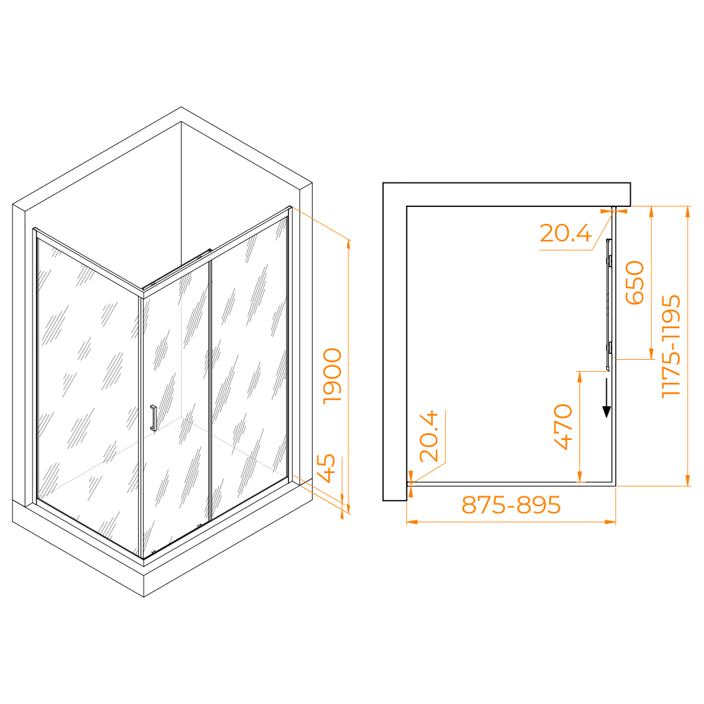 Душевой уголок RGW PA-245 (Прозрачное, 900x1200)