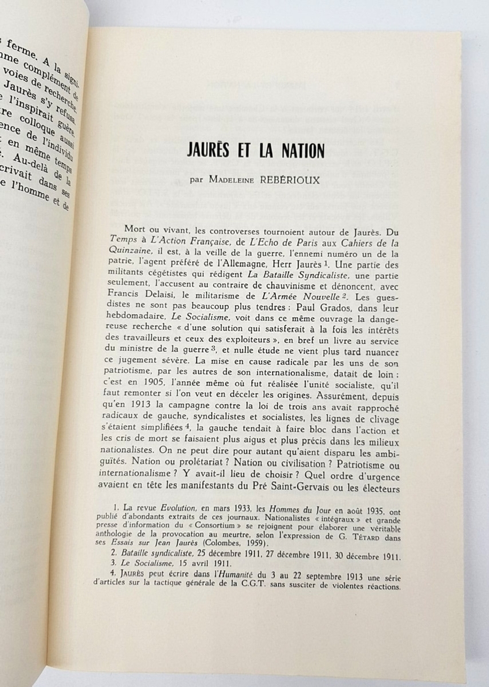"Actes du Colloque. Jaures et la Nation (Материалы симпозиума. Жорес и нация)" 1965 г.