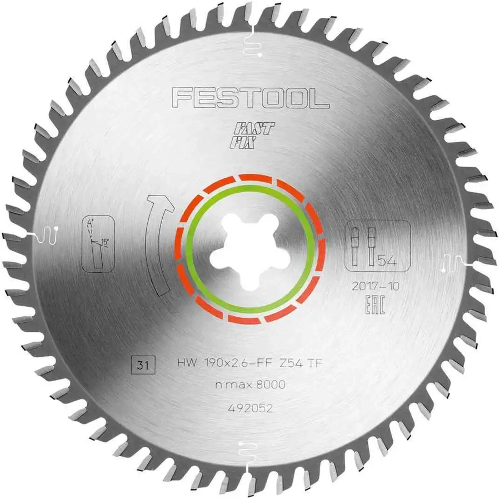 Диск пильный специальный по ламинату HW 190 x 2,6/1,8 20 мм TF 54 FESTOOL 492052