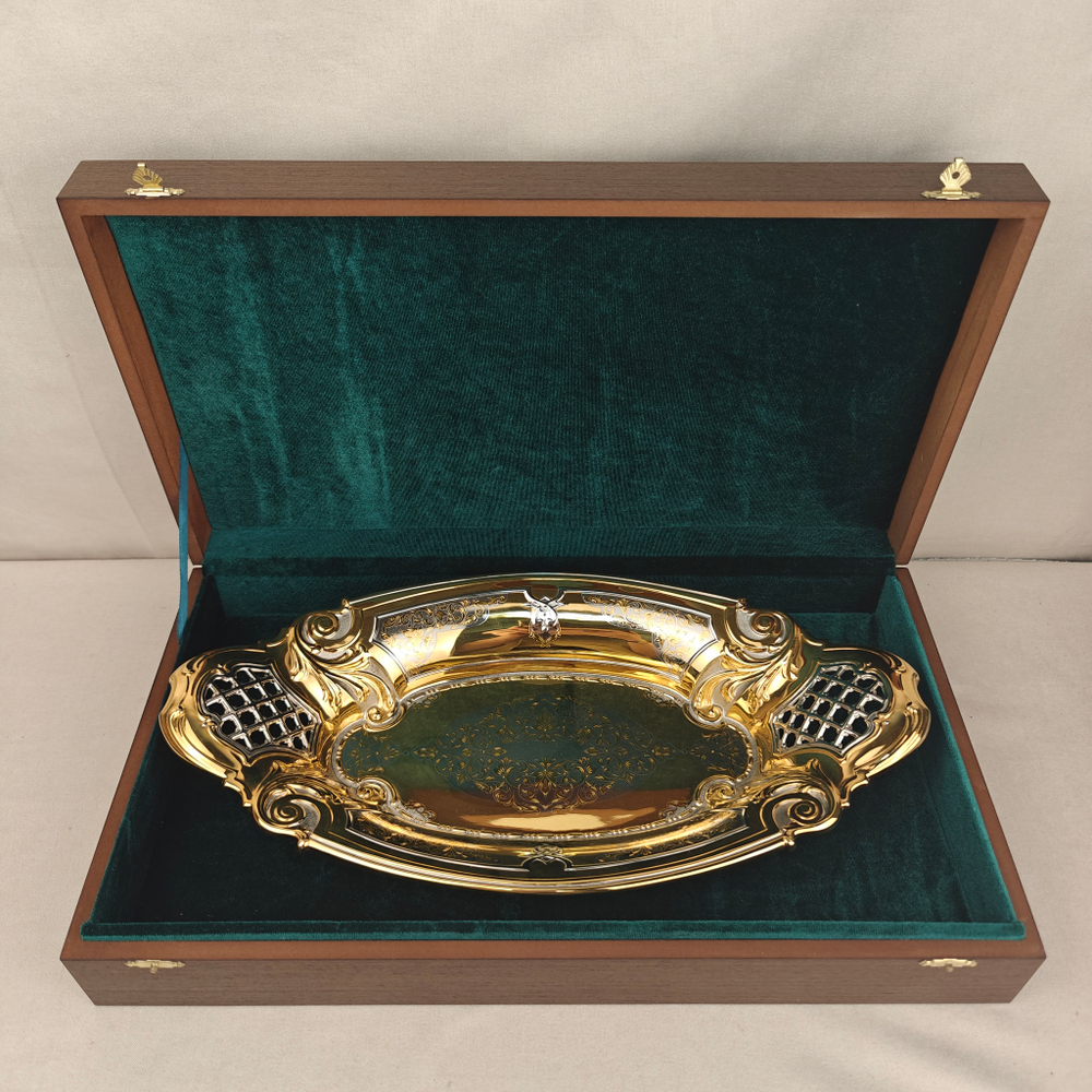 Конфетница/Фруктовница "Золотая сказка" златоустовская гравюра