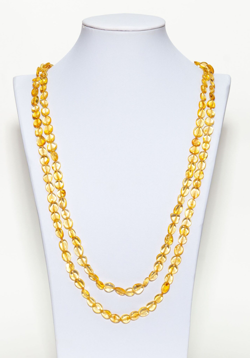 Длинные бусы из янтаря натуральные женские, длина 200 см