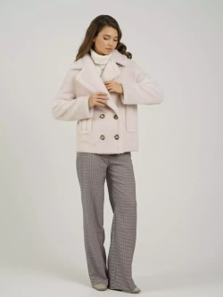 Шуба из шерсти чебурашка экошуба, жемчужная, SilverFox