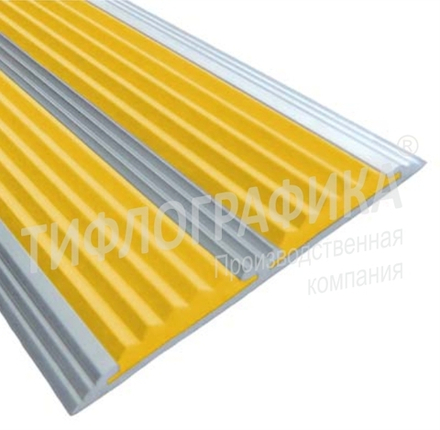 Накладка на ступень противоскользящая в алюминиевом профиле шириной 86 мм, двойная резиновая вставка шириной 29 мм