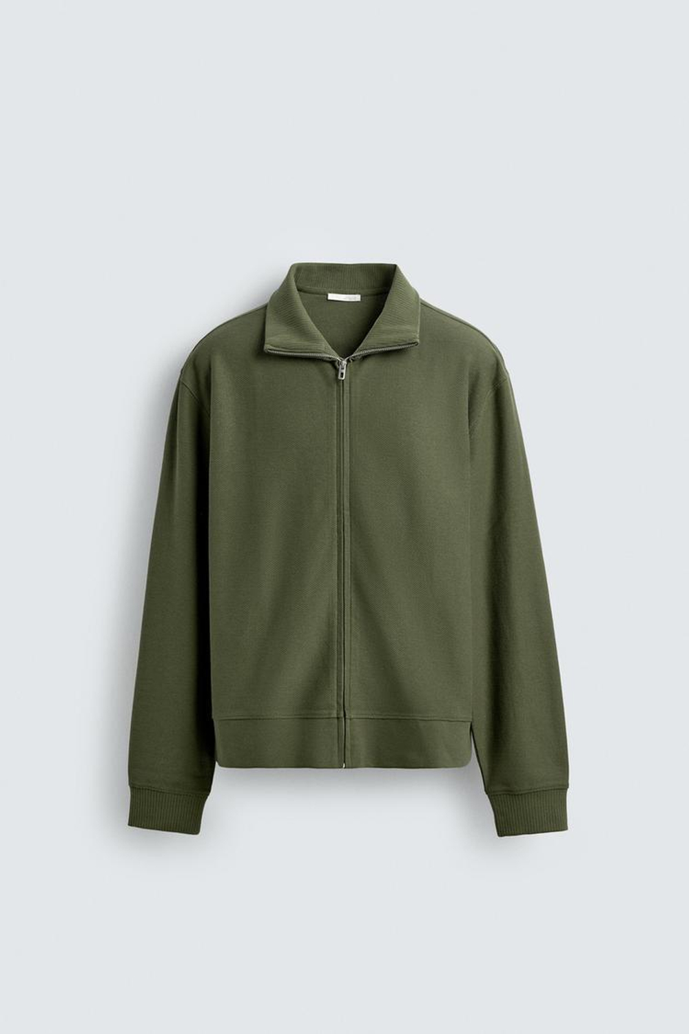 ZARA ЛЕГКАЯ ТОЛСТОВКА С ВОРОТНИКОМ НА МОЛНИИ, СУХАЯ ЗЕЛЕНЬ