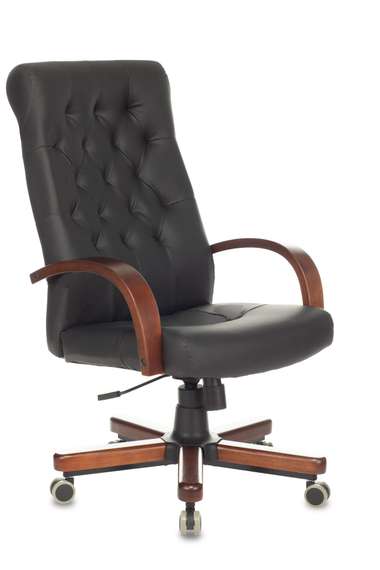 Кресло руководителя Бюрократ T-9928WALNUT/ECO черный эко.кожа крестов. металл/дерево