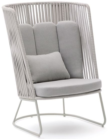 Уличное кресло Saconca с высокой спинкой из веревочного шнура и серой оцинкованной стали La Forma Испания 