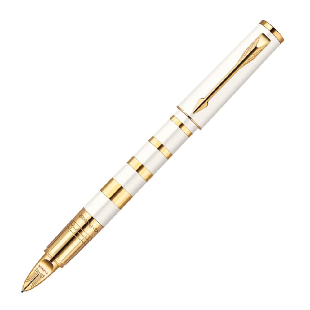 Ручка Пятый пишущий узел Parker INGENUITY, цвет - перламутровый жемчуг, декоративное перо