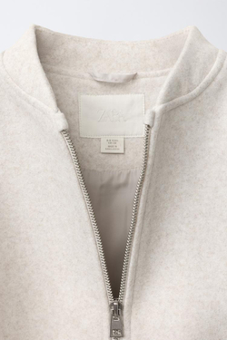 ZARA МЯГКАЯ КУРТКА-БОМБЕР, СВЕТЛО-БЕЖЕВЫЙ