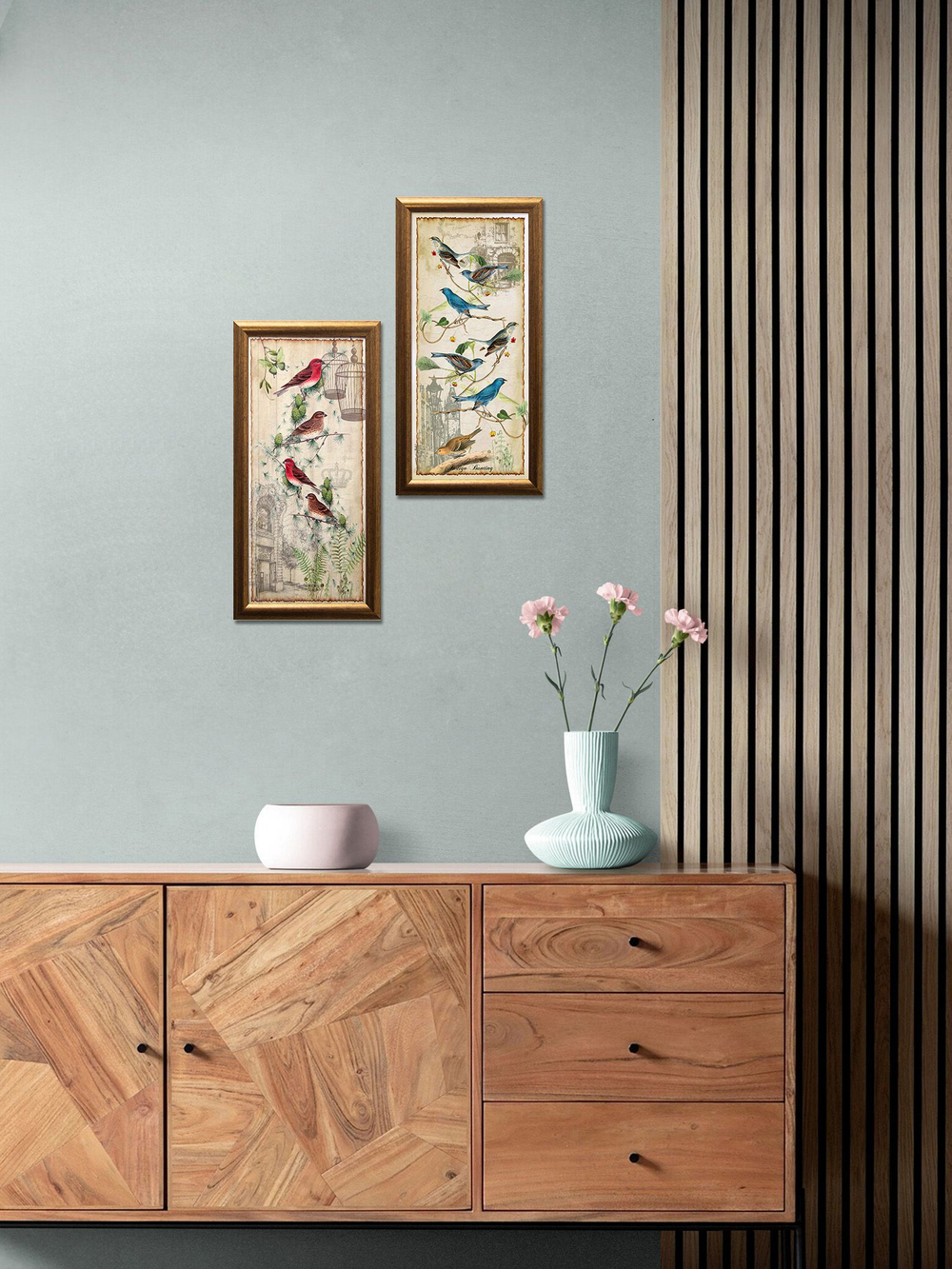 Картины на стену для интерьера в раме набор 2 шт