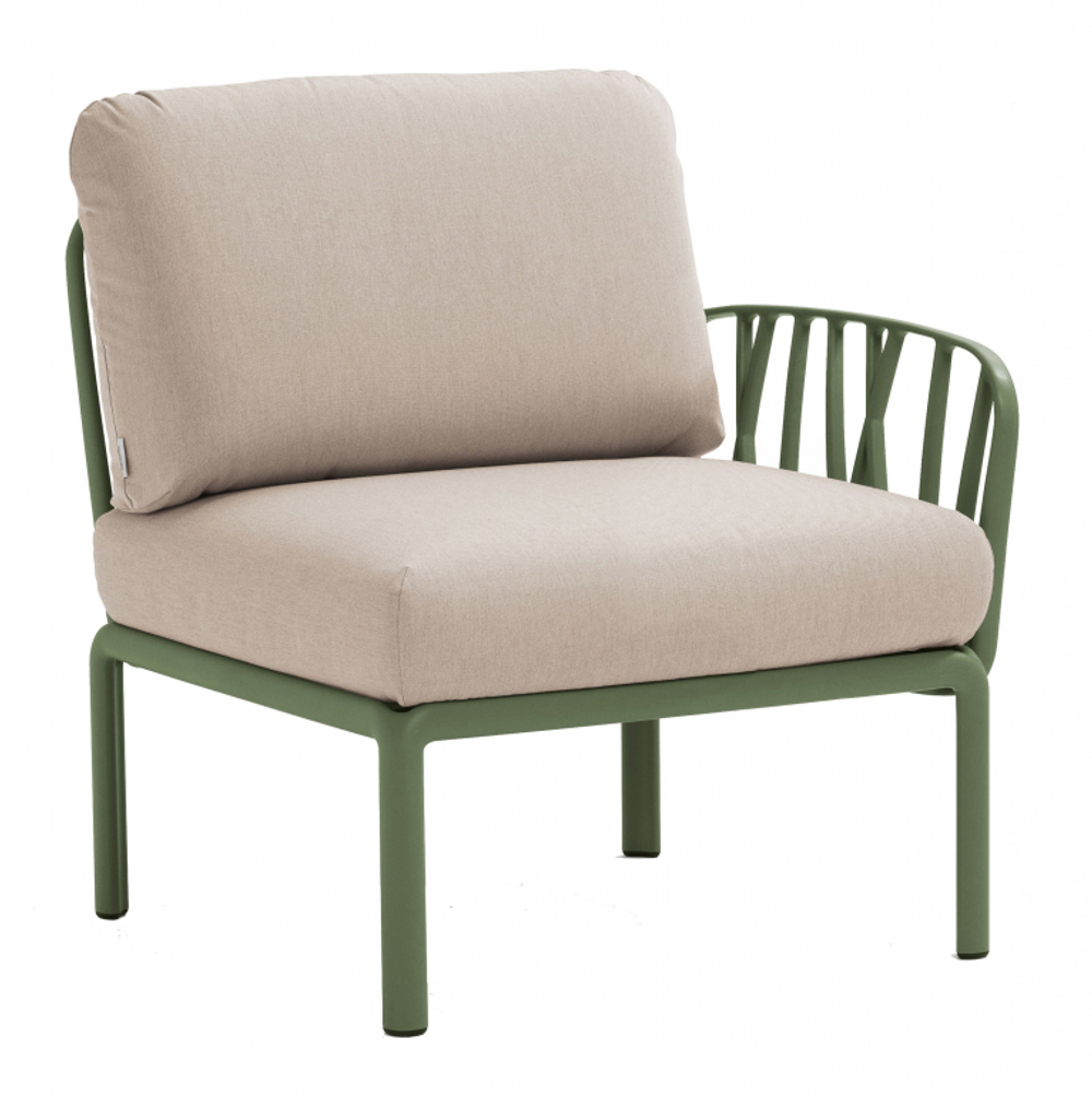 Модуль правый/левый пластиковый с подушками Nardi Komodo Elemento Terminale DS/SX, агава, холст