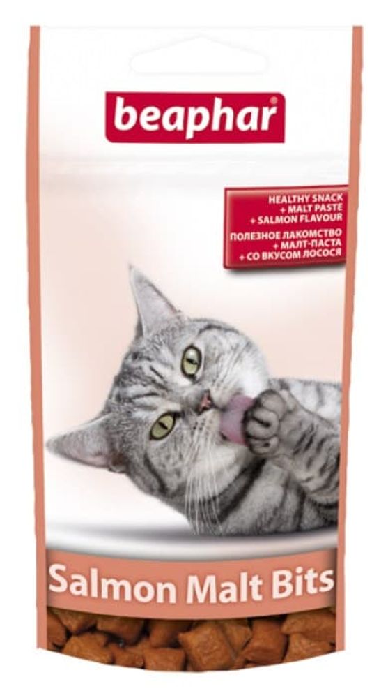*Beaphar `Malt-Bits` подушечки для кошек с мальт-пастой + лосось 35 г 75 шт.(Уценка)
