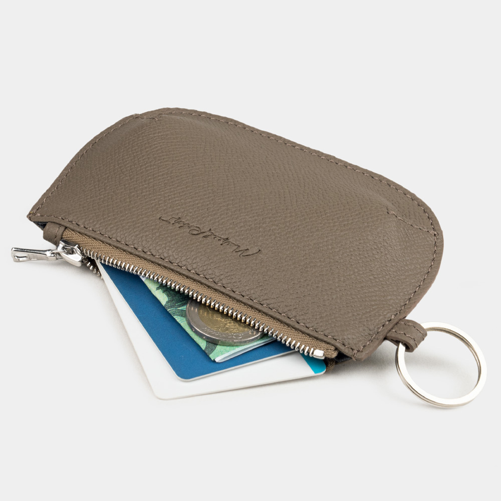 Ключница-кошелек Chatelain из кожи сафьяно, бежевого цвета