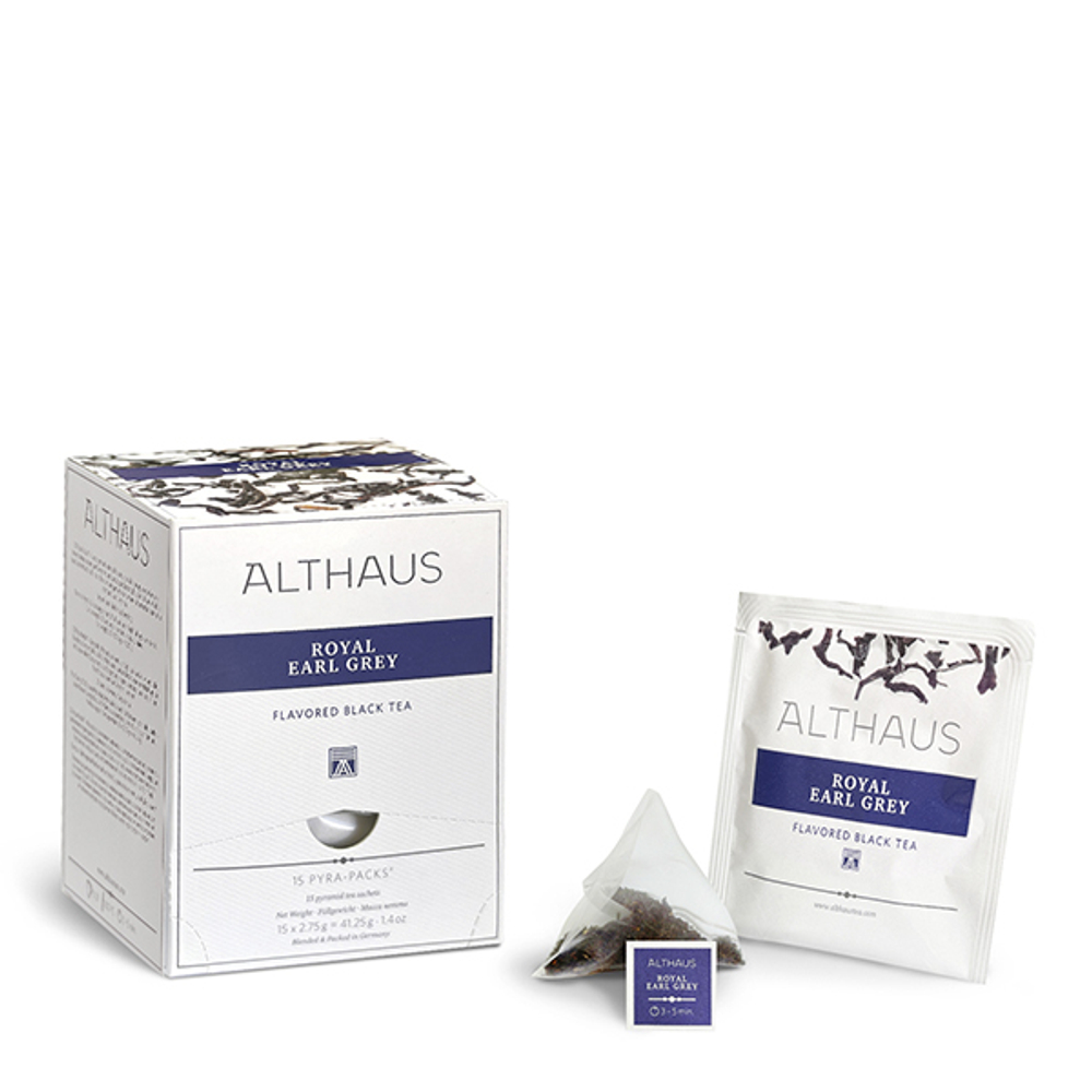 Чай черный Althaus Royal Earl Grey ароматизированный в пирамидках, 15 шт