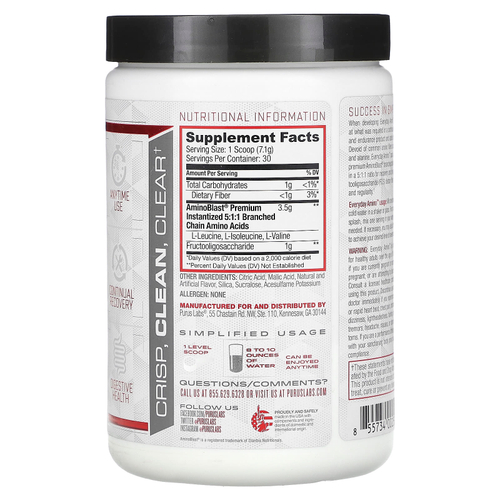 Purus Labs, Everyday Amino, свежий манго и мандарин, 213 г (7,5 унции)