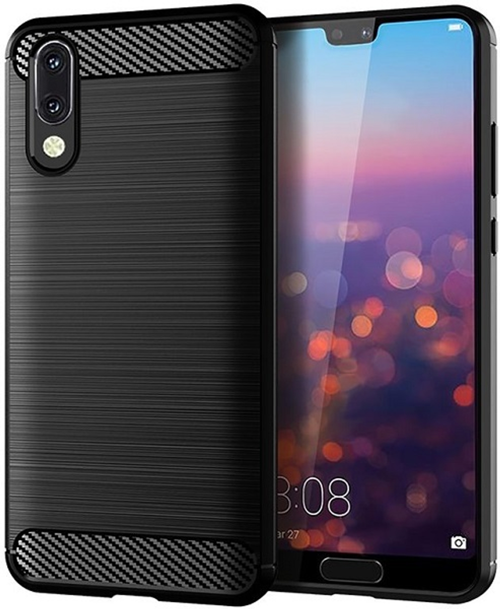 Чехол для Huawei P20 цвет Black (черный), серия Carbon от Caseport