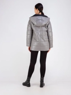 Куртка женская кожаная утепленная с капюшоном