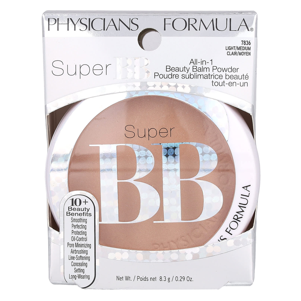 Physicians Formula, Super BB, косметический бальзам «все в одном», 7836 светлый / средний, 8,3 г (0,29 унции)